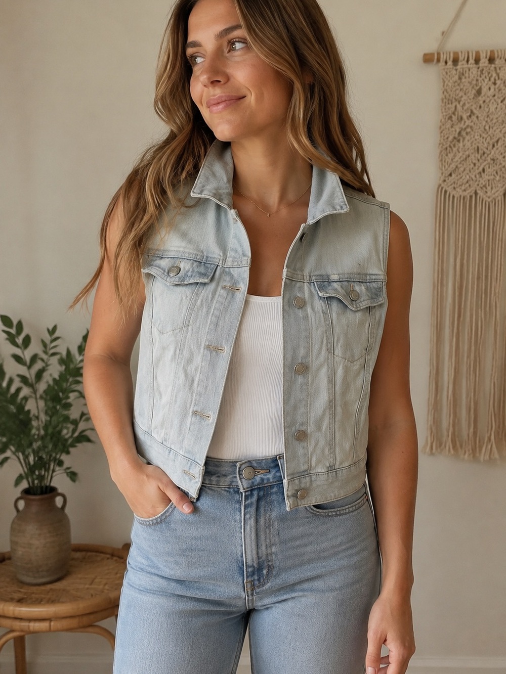 Mossimo Supply Co. Light Blue Denim Vest - Women